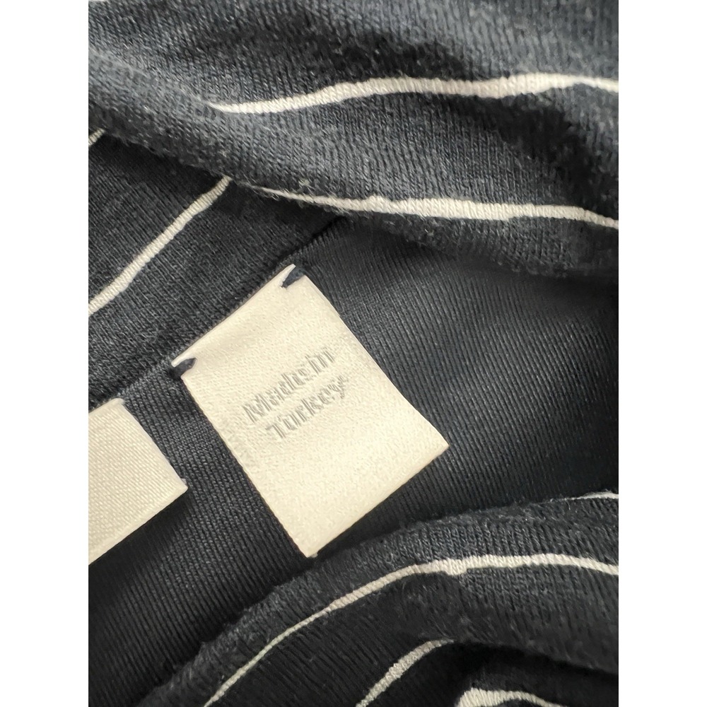 Hugo Boss Midi Dress Esay Ruched Asymmetric Bateau Neckline Blue Striped Size S - Picture 8 of 11